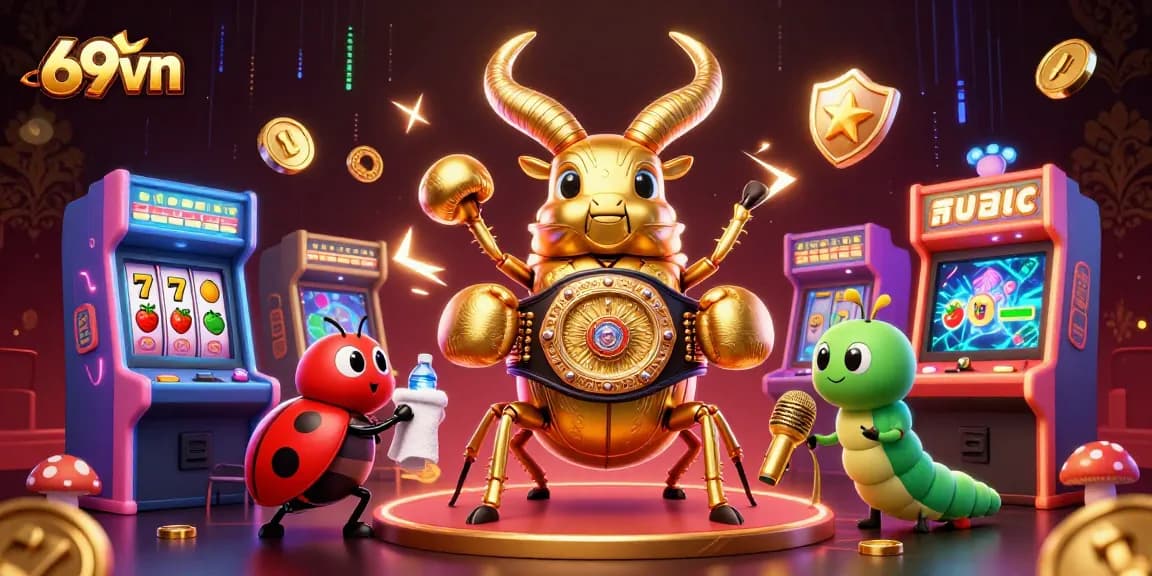 Engage with 69vn's vibrant casino world featuring a unique showdown between cartoon characters.