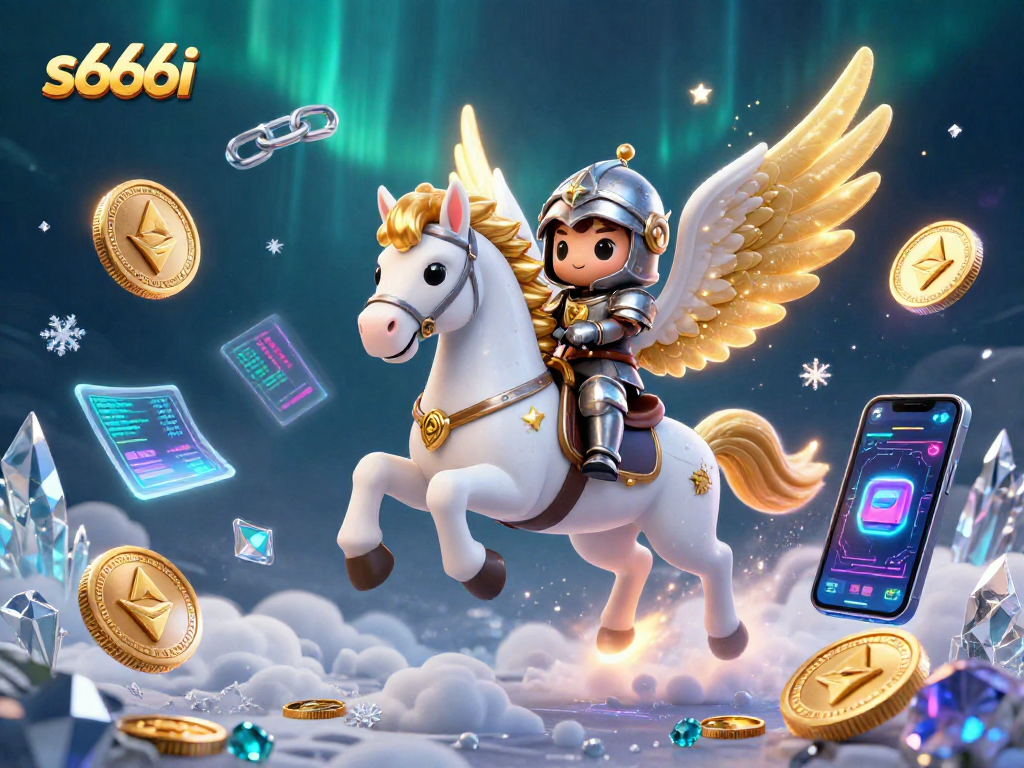Engage in s666i's exciting gaming adventure with a celestial knight and crypto elements.