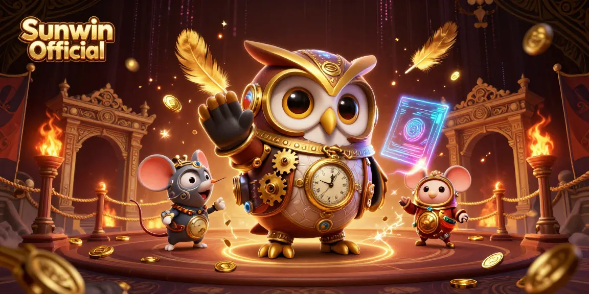Engage with Sunwin Official at an immersive casino scene featuring animated characters and dynamic gaming elements.