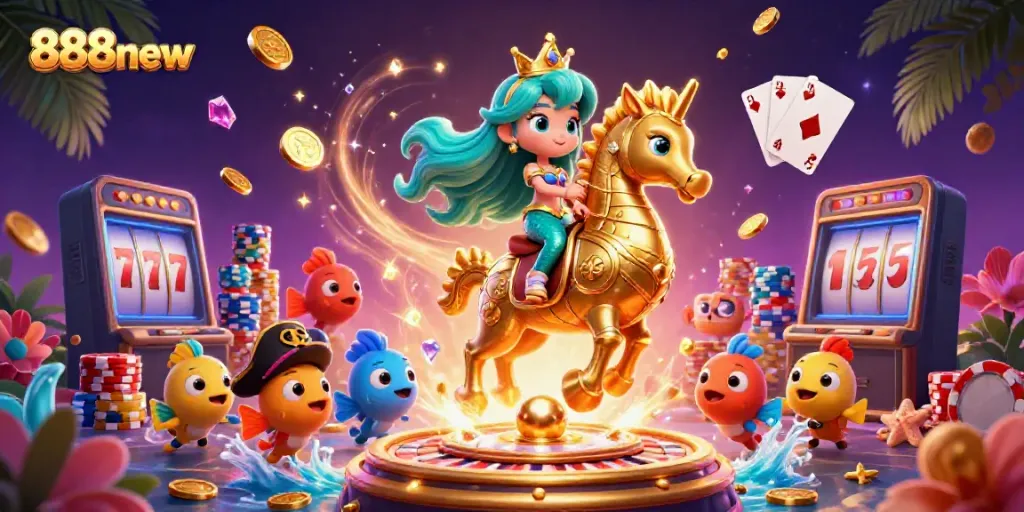 Experience thrilling casino adventures with 888new, featuring exciting slots and vibrant characters.