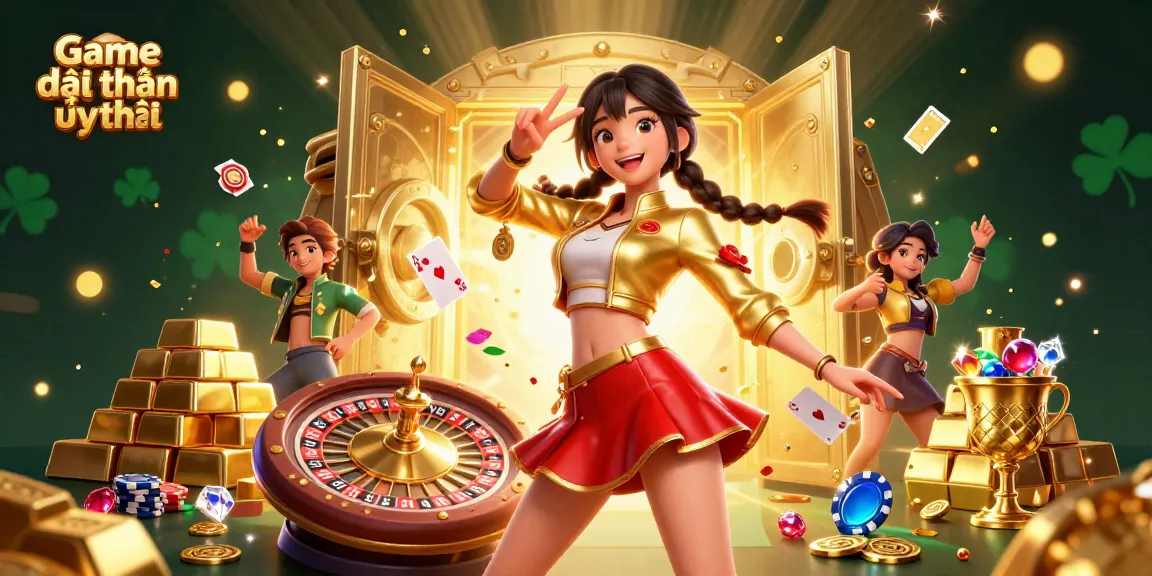 Experience Game đổi thưởng uy tín with vibrant poker and roulette elements in a lively setting.