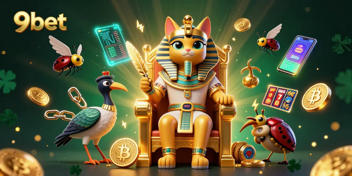 Engage in thrilling slots gameplay with 9bet amid vibrant casino elements and Egyptian themes.