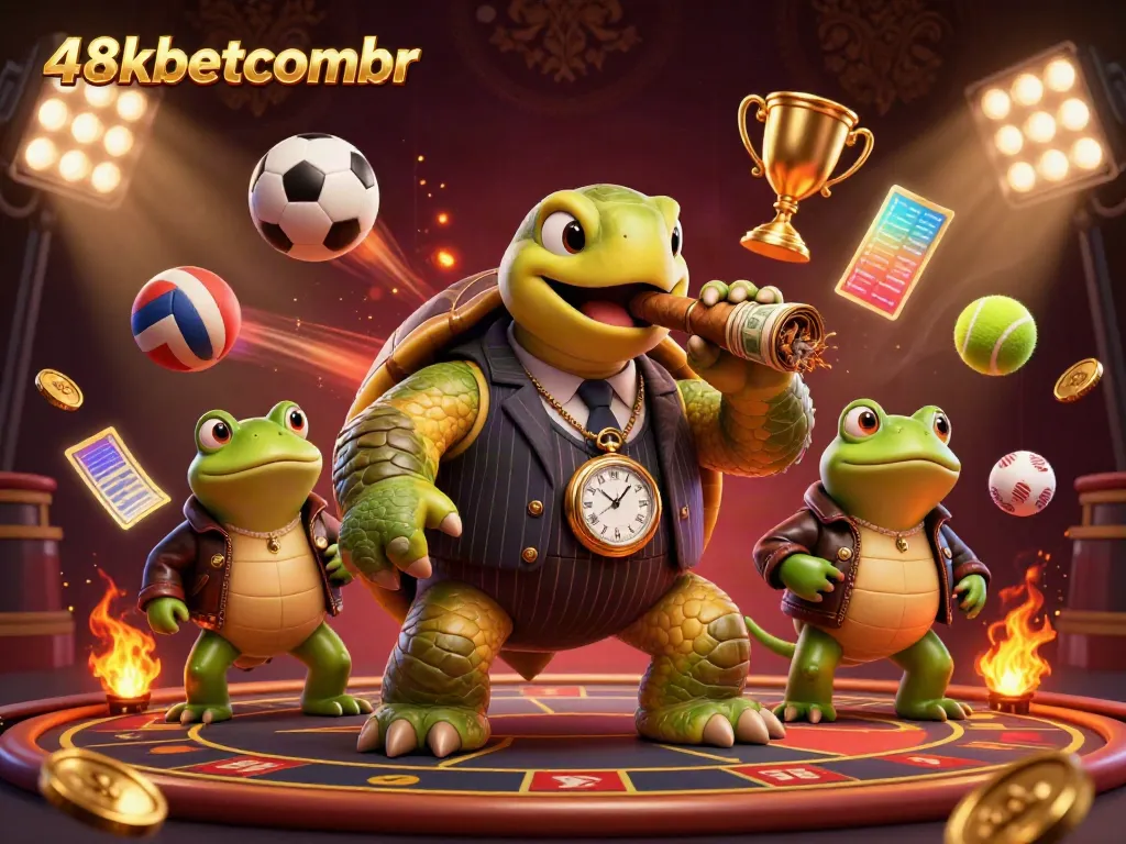 Experience thrilling wagers at 48xbetcombr with our cartoon characters amidst a lively casino atmosphere.