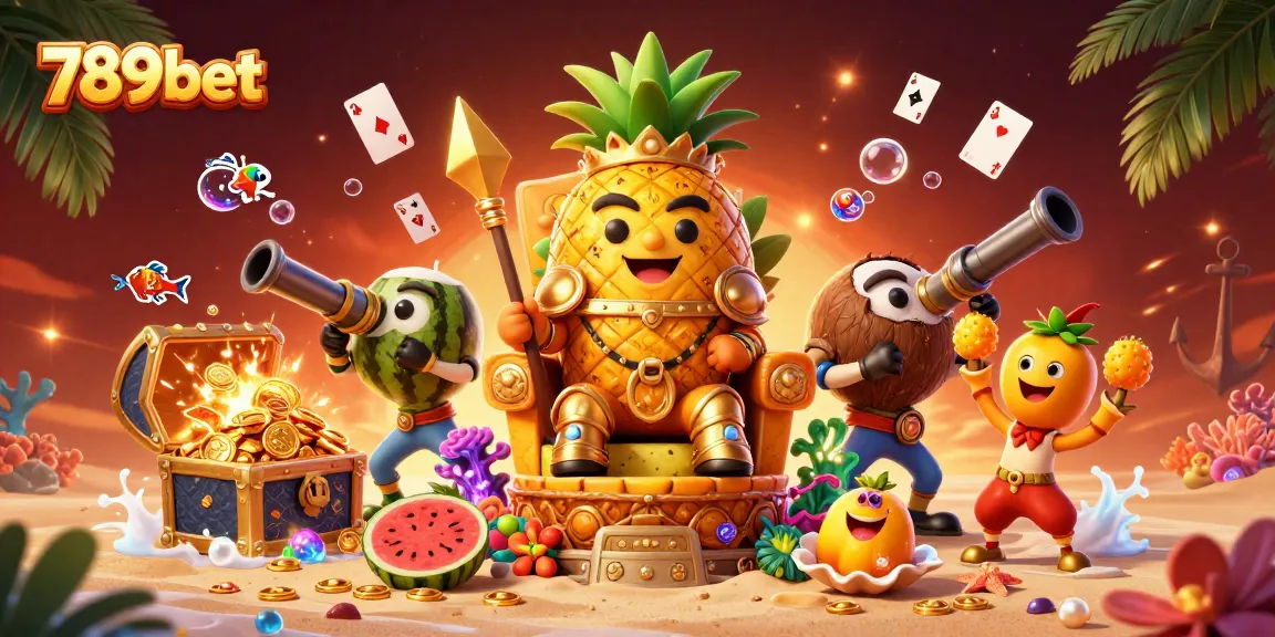 Experience the vibrant 789bet casino scene with the golden pineapple king and treasure-filled adventure.