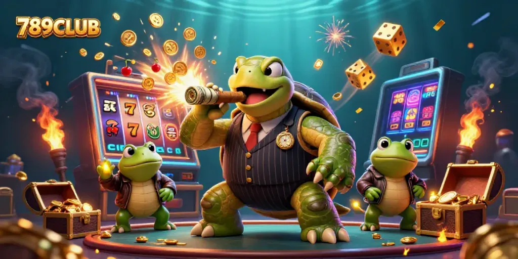 Join the fun at 789CLUB with a vibrant casino scene filled with exciting games and characters.