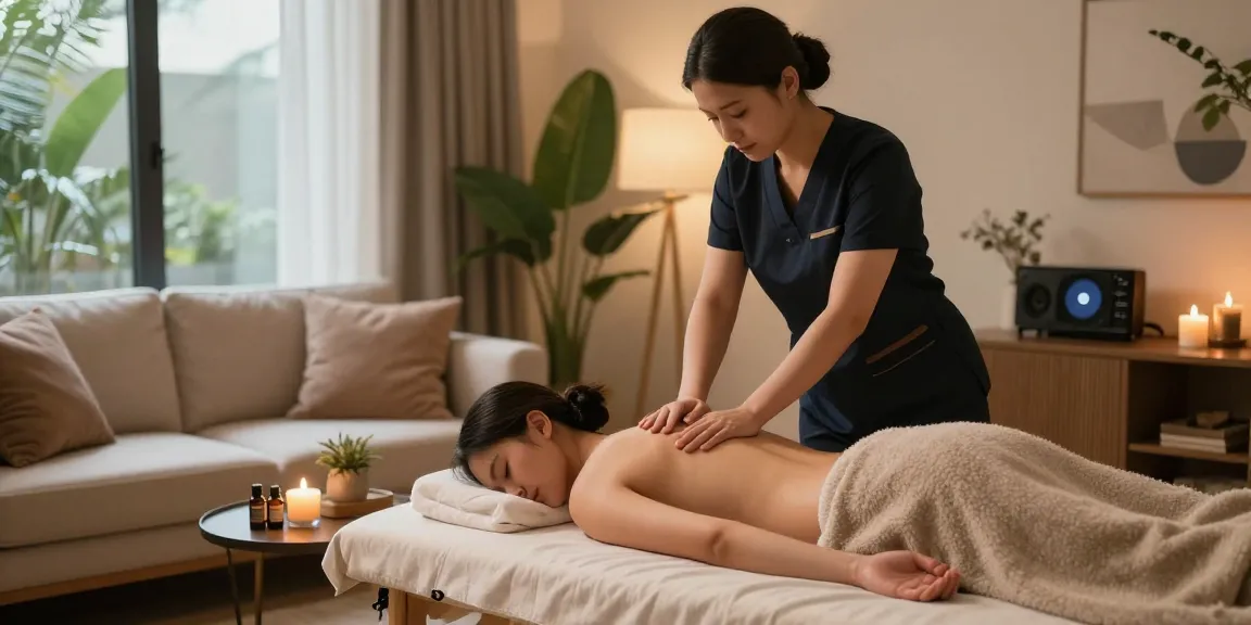Engaging scene of 강동구출장마사지 with a professional therapist providing a soothing Swedish massage in an elegant home setting, creating a premium relaxation experience.