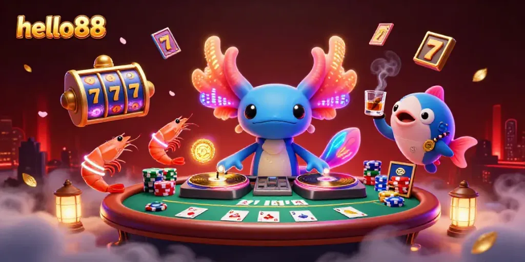 Experience vibrant scenes at hello88 with dynamic gaming elements, neon characters, and thrilling slots action.
