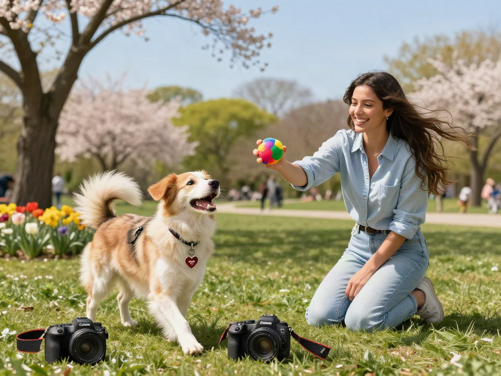 Een hond met een gepersonaliseerde hondenpenning laten graveren speelt in het park.