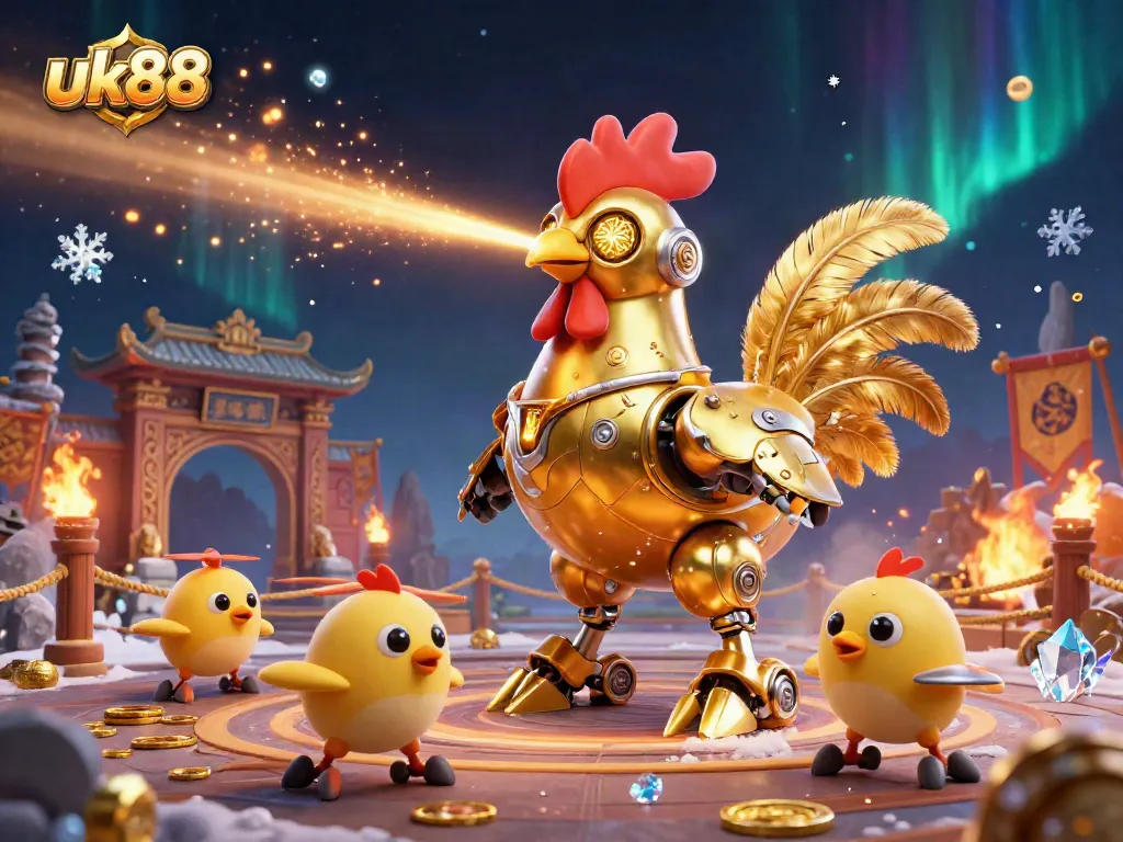 Engage with exciting gameplay at uk88 featuring vibrant casino robots and rich gold elements.