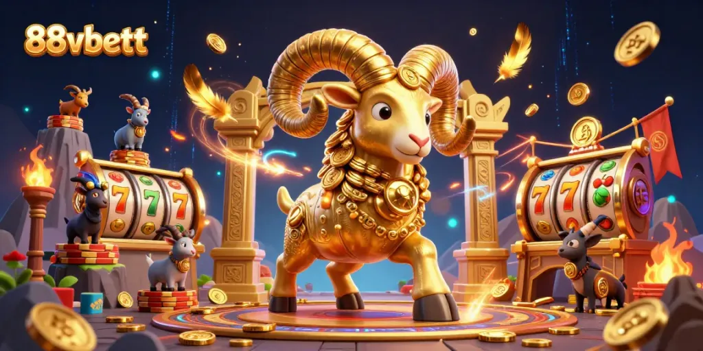 Experience the excitement of 88vbett with a vibrant 3D casino scene filled with action and gold.
