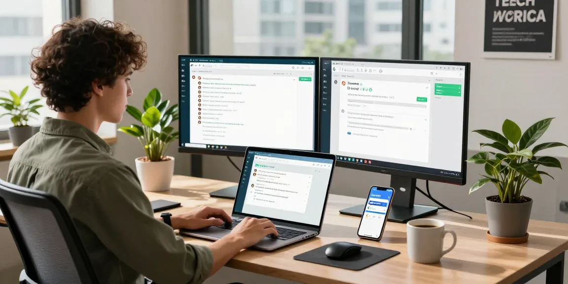 Using WhatsApp網頁版 on a laptop in a modern workspace