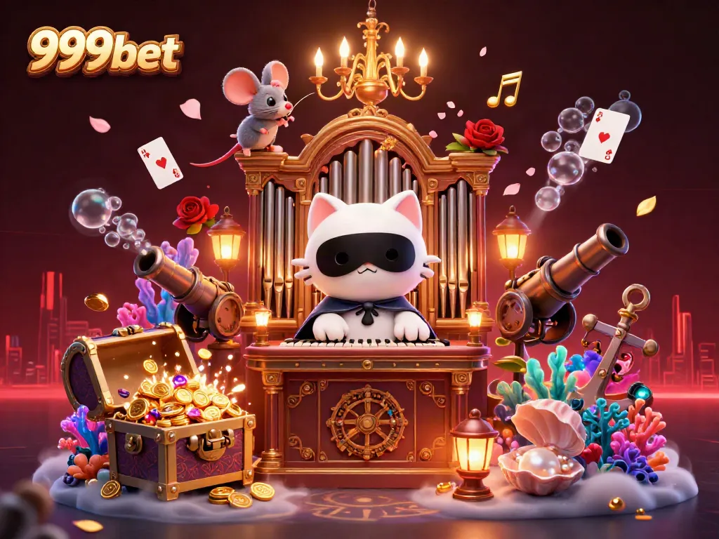 Experience the vibrant world of 999bet with an energetic 3D illustration featuring a whimsical casino scene.