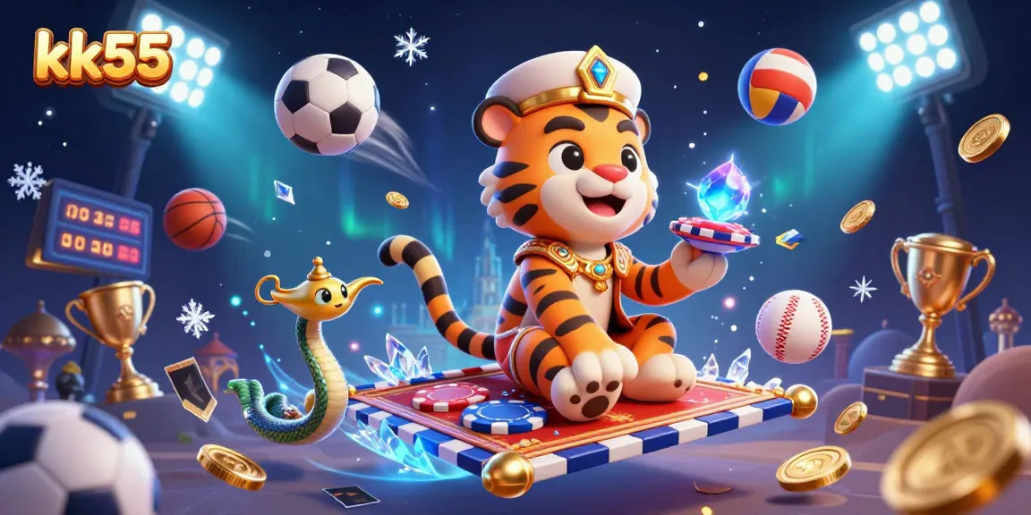 kk55 gamers enjoy thrilling action in this vibrant illustration of an Arabian Nights casino fantasy.