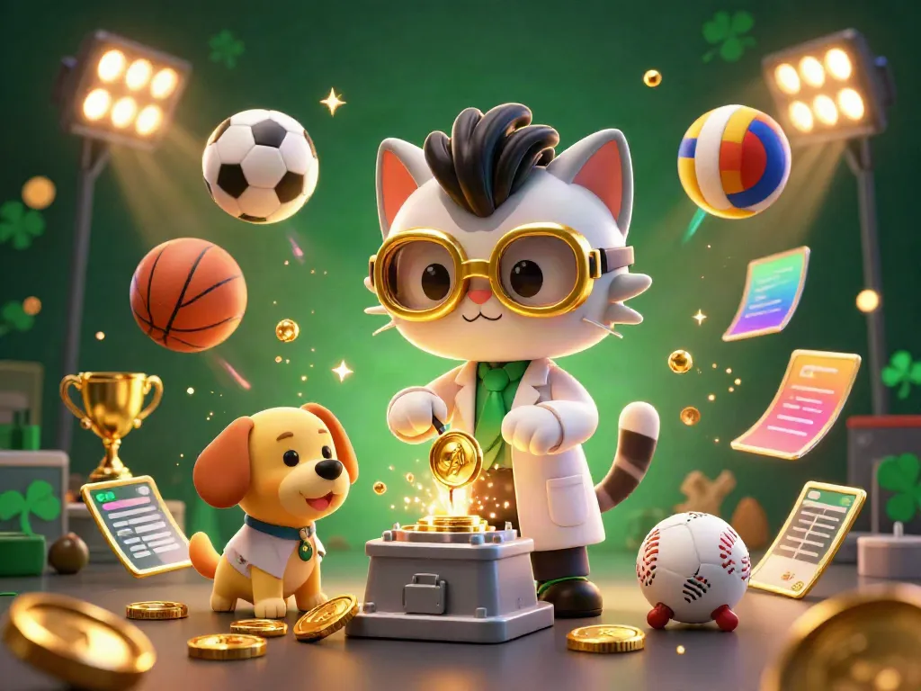 Experience the thrilling world of mu88 with a lively 3D illustration of a mad scientist cat and dog creating gold coins amidst a dynamic gaming environment.