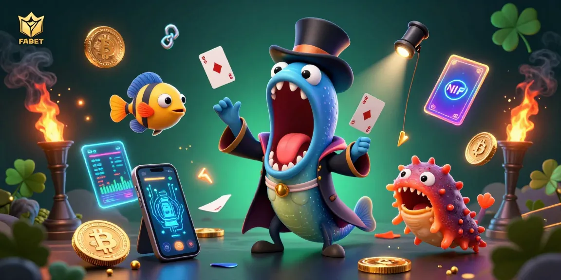 FABET showcases thrilling casino gaming with vibrant 3D characters and crypto elements illuminating fun.