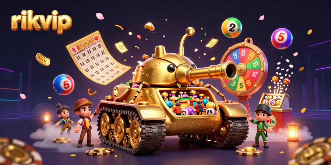 Experience vibrant gaming action at rikvip with a vibrant casino scene featuring lottery elements.