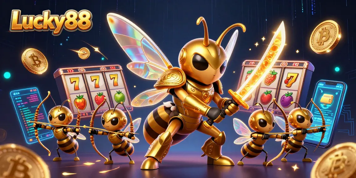 Spin the reels on the Lucky88 slot, surrounded by vibrant symbols and dynamic energy.