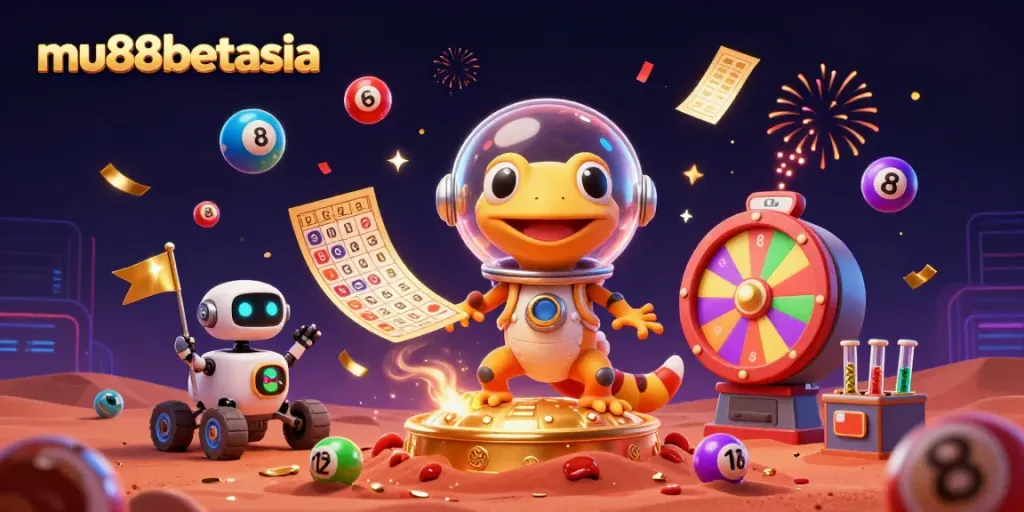 Experience thrilling gameplay at mu88betasia with a Martian gecko exploring a golden casino.