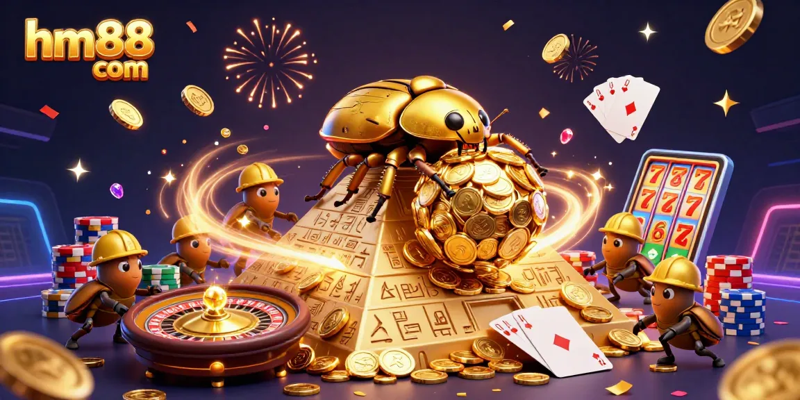 Experience the thrill of gaming with hm88 com, featuring golden coins and vibrant casino elements.