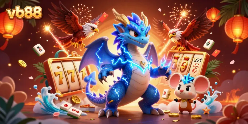Engage with the thrilling experience of vb88, showcasing colorful slots and dynamic game elements in a vibrant casino setting.