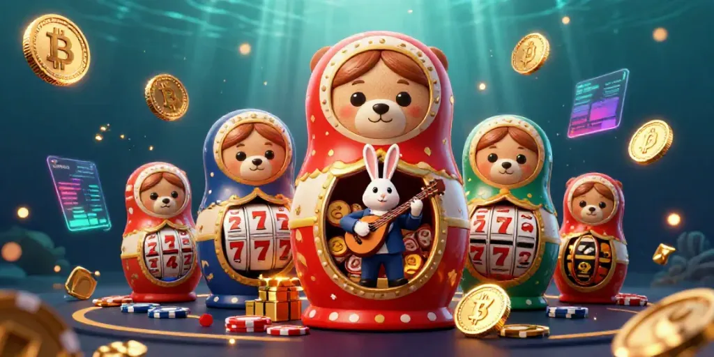 Experience the MANCLUB excitement with bears and slots in a vibrant casino-themed scene.