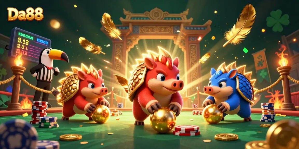 Experience thrilling gameplay with Da88 in a vibrant casino battle featuring colorful pangolins.