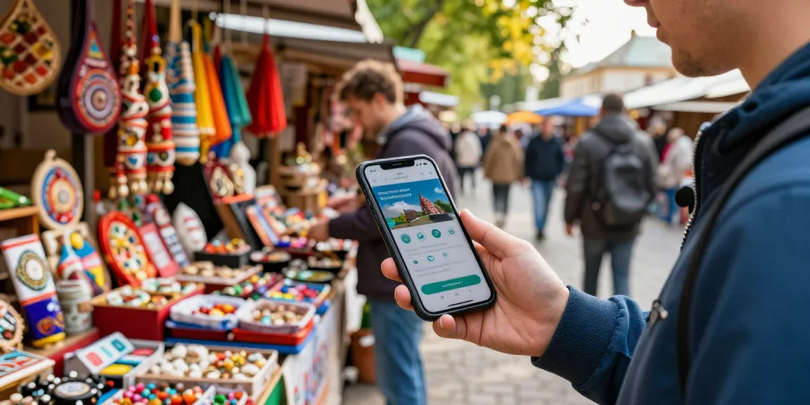 Bezoeker die gemakkelijk betaalt met https://payinrussia.com/ in een Russische markt met lokale producten.