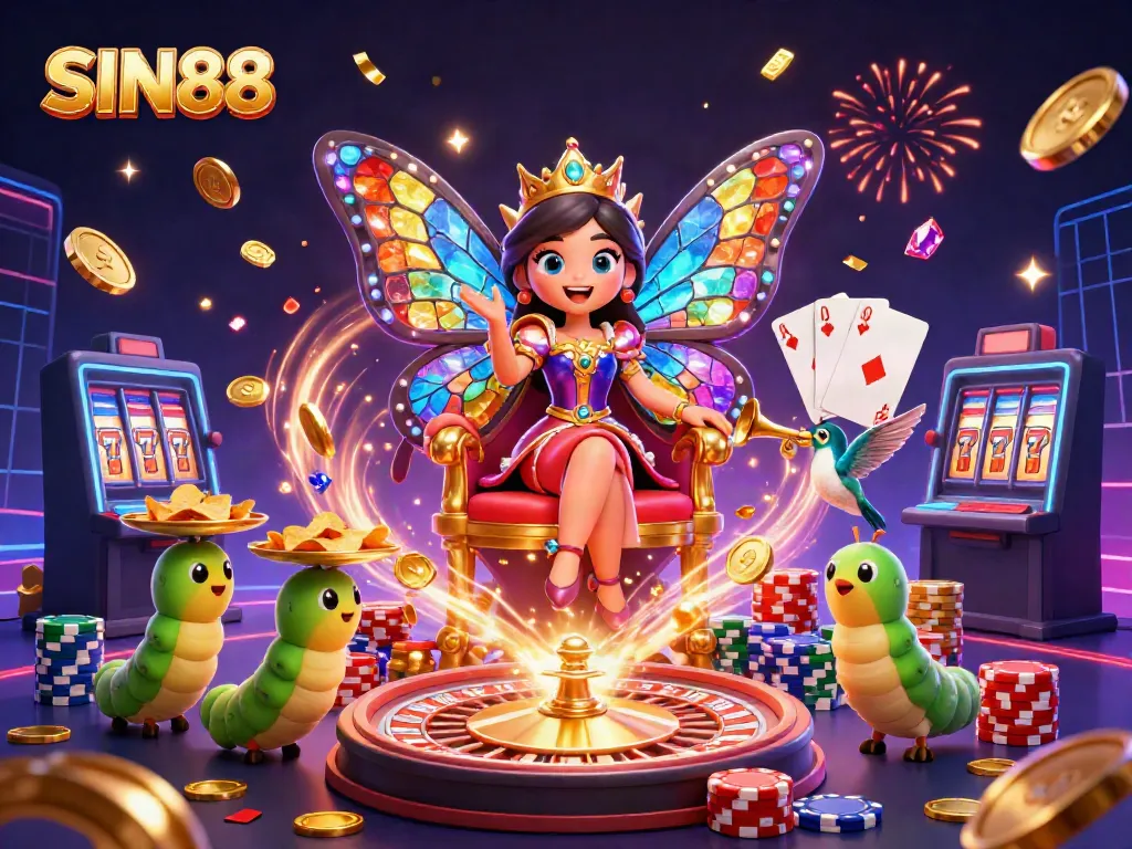 SIN88 brings excitement to life with a bustling scene of gambling and winnings.