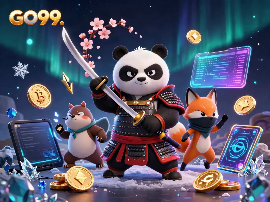 Engage in thrilling gameplay at GO99. featuring a colorful samurai panda in a vibrant casino setting