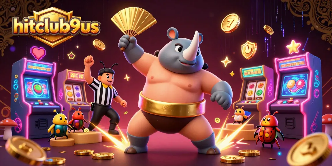 Experience thrilling gameplay with the hitclub9us casino scene, featuring 3D characters and slot elements.