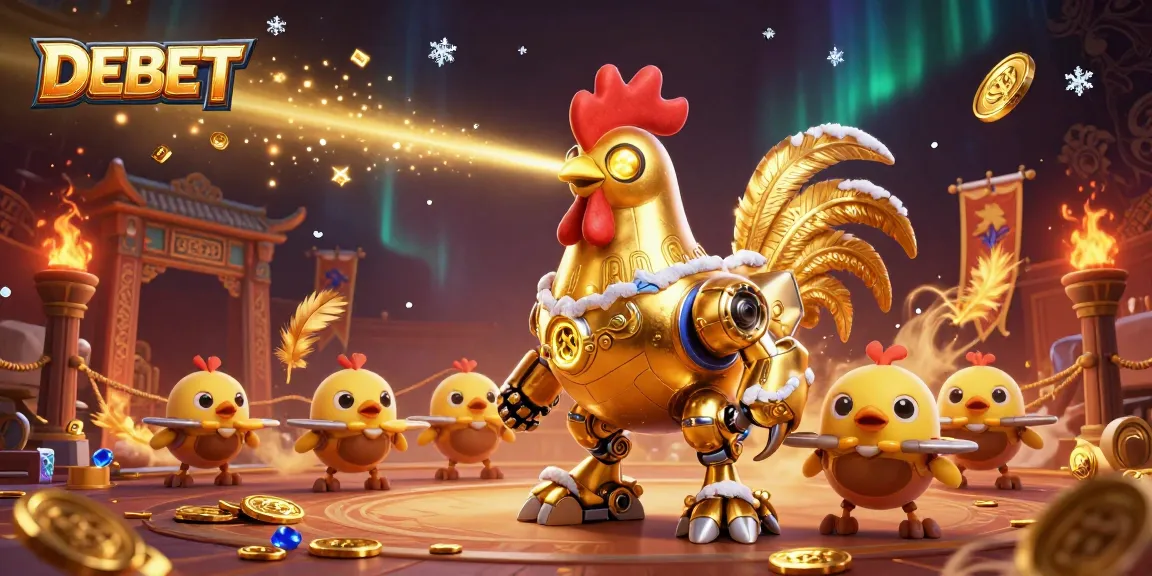 Engage with DEBET's thrilling gambling experience captured in a vibrant and dynamic 3D illustration.