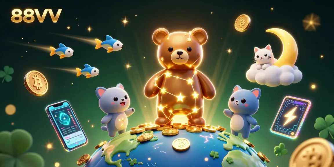 Engage with 88VV casino excitement and collect coins in a vibrant 3D digital scene.