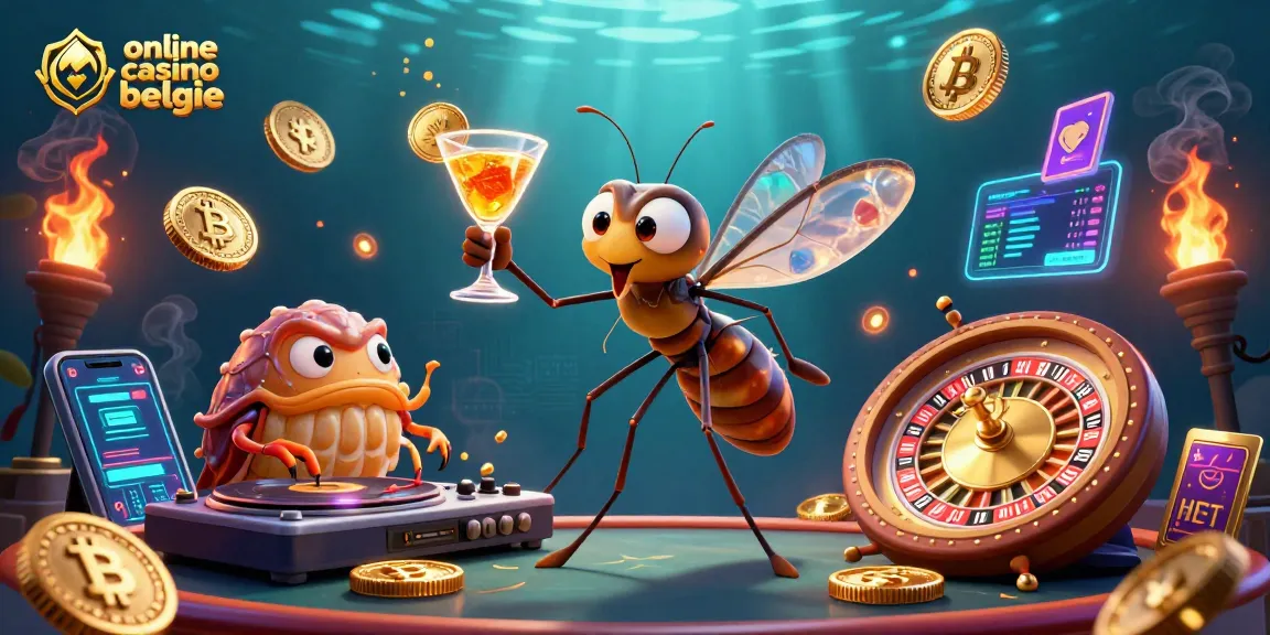 Experience thrilling gaming at online casino belgie with vibrant 3D illustrations featuring crypto elements.