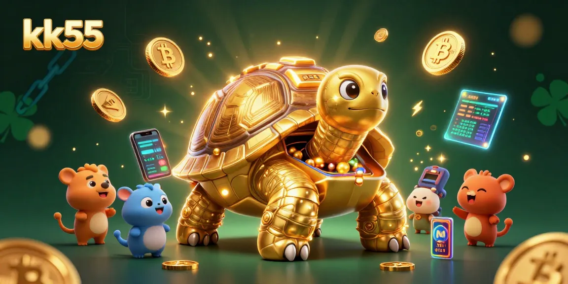Experience thrilling entertainment at kk55 with a lively casino atmosphere featuring golden tortoises and dynamic game elements.