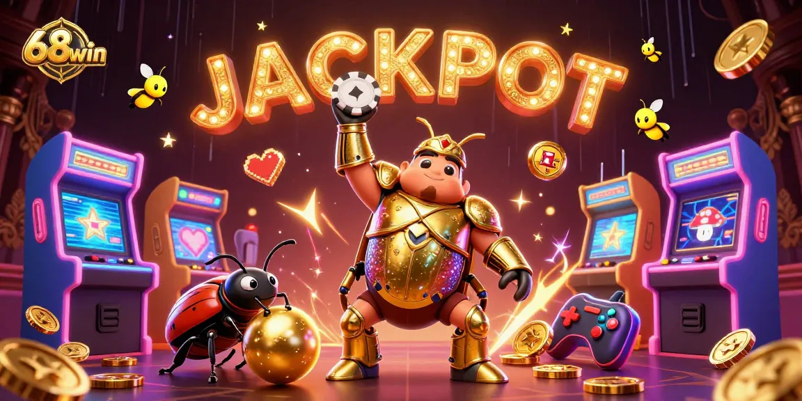 Experience thrilling gaming excitement at 68win with a vibrant, action-packed scene featuring unique characters and casino elements.