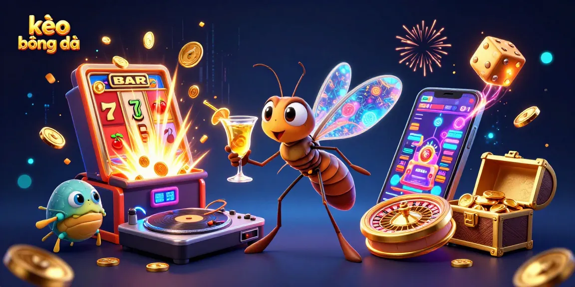 kèo bóng đá scene with animated casino characters and dynamic gambling elements.
