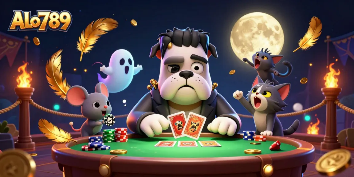 Experience thrilling card games at ALo789's unique casino environment with colorful characters and dynamic visuals.